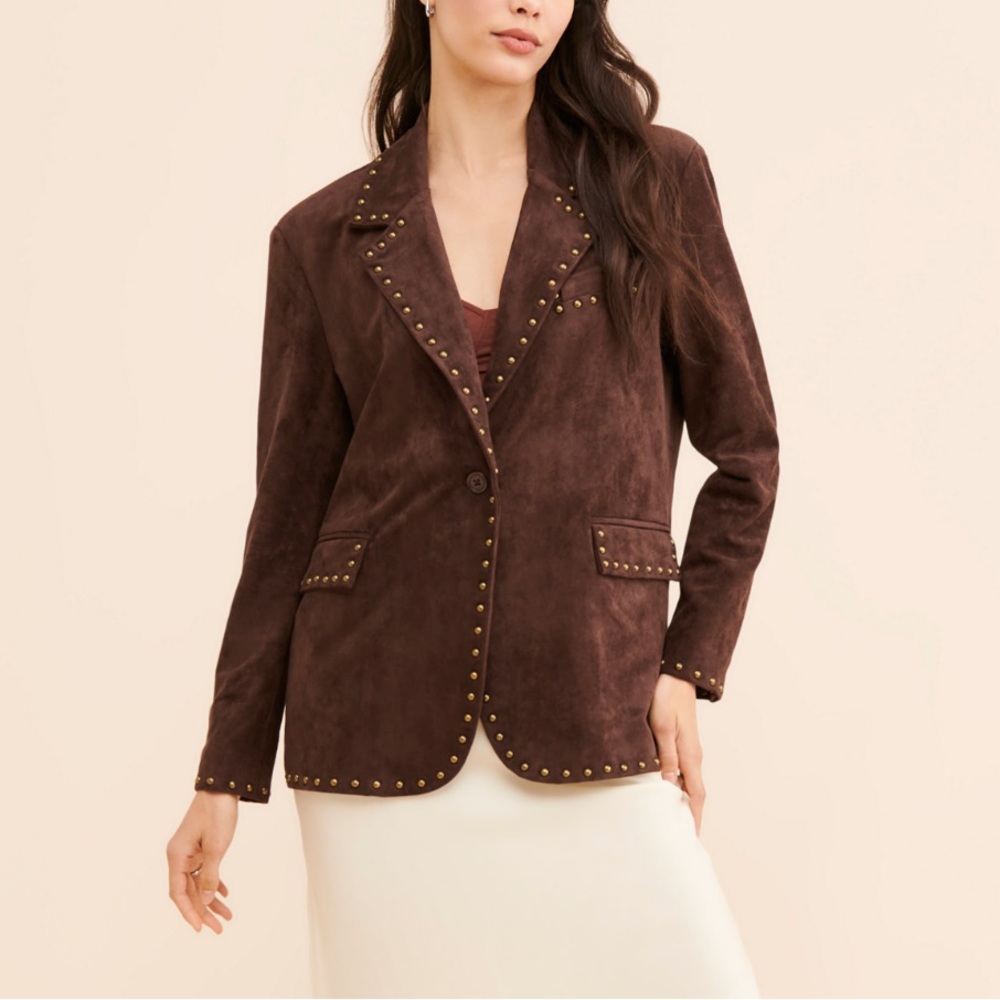 Studded Vegan Suede Blazer